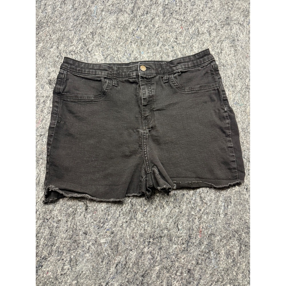 Wild Fable Womens‎ High Rise Skinny Denim Shorts Washed Black Raw Hem 16/33R